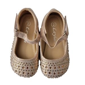 Leylah Gold Bedazzled Mary Jane Shoes